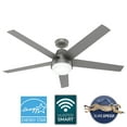 thumbnail image 2 of Hunter - Aerodyne Indoor Ceiling Fan With Light, Remote, 60-inch, Matte Silver, Casual-style, 6-speed DC Motor, Energy Star, WiFi Smarthome, 52834, for Living Rooms, Bedrooms, 2 of 18