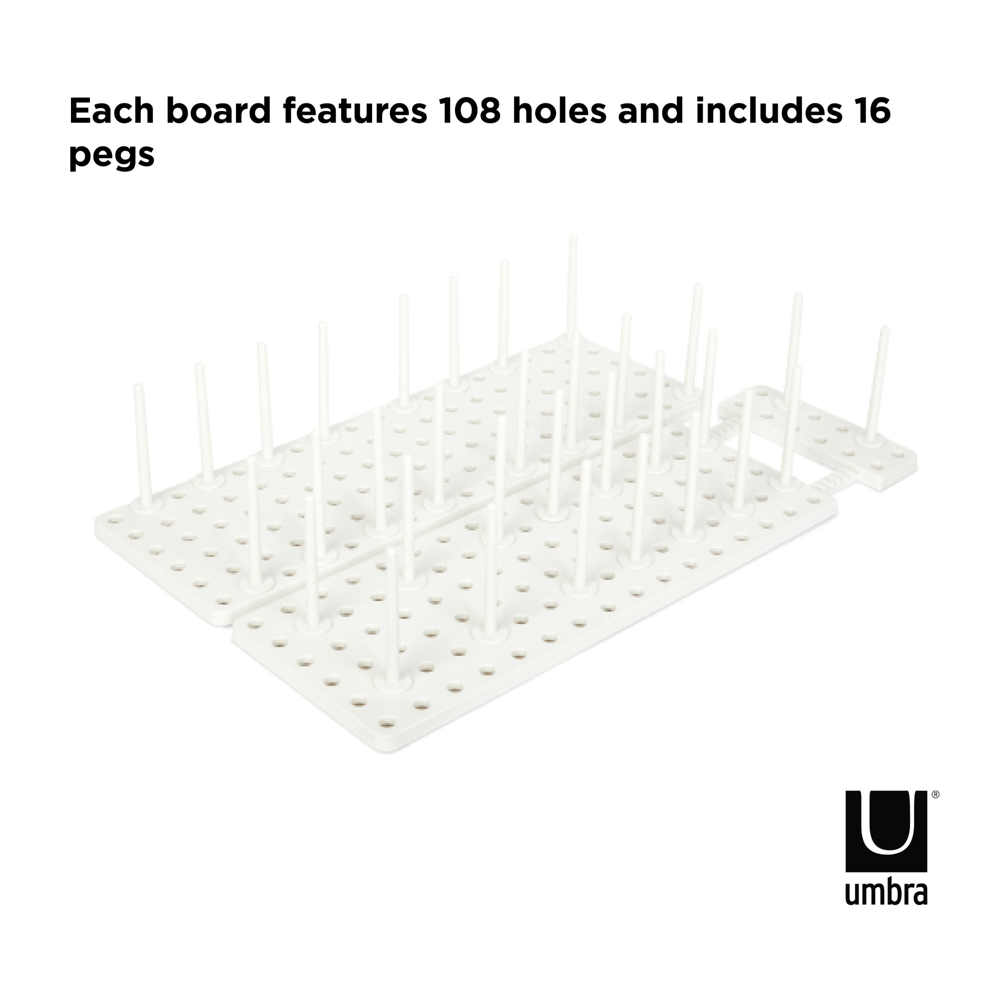 Umbra Peggy Kitchen Organizer Tray with Adjustable Pegs, White photo 6