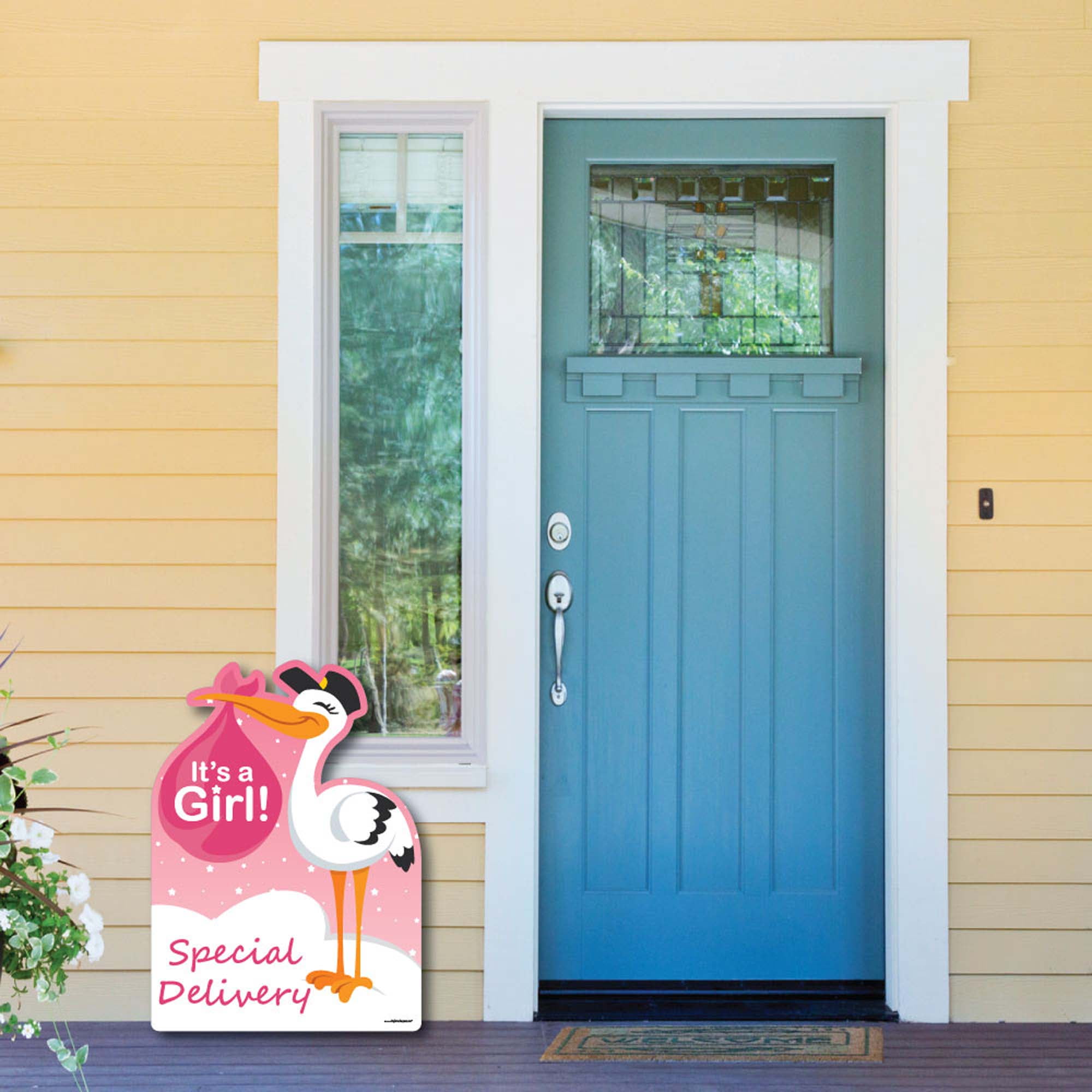 Big Dot of Happiness Girl Special Delivery - Baby Shower Decorations - Pink It's A Girl Stork Baby Announcement & Welcome Yard Sign