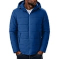 thumbnail image 3 of Men's Hooded Puffer Jacket Full Zip Padded Coat,Warm Windbreaker Fall Winter Outerwear Relaxed Comfy Daily Outing Wear,Blue,S, 3 of 9