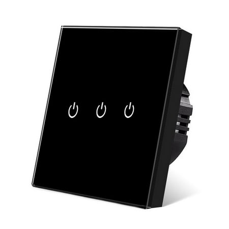 

Manuel Touch Black 1/2/3 Gang 1 Way Single Live Wire Control Touch Switch Crystal Glass Light Switch Sensor Switches 3 GANG