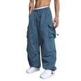 thumbnail image 1 of Pantalones cargo ZAFUL con bolsillo plano, paracaídas para hombre, color azul M, 1 of 5