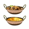thumbnail image 3 of Set of 2 Indian Authentic Hammered Copper Serve ware Kadai Vegetable Dinner Bowl with Solid Brass Handle for Indian Food Serving Bowls for Cereal, Soup, Cooked Food Party Serve ware, Serving Dishes, 3 of 6