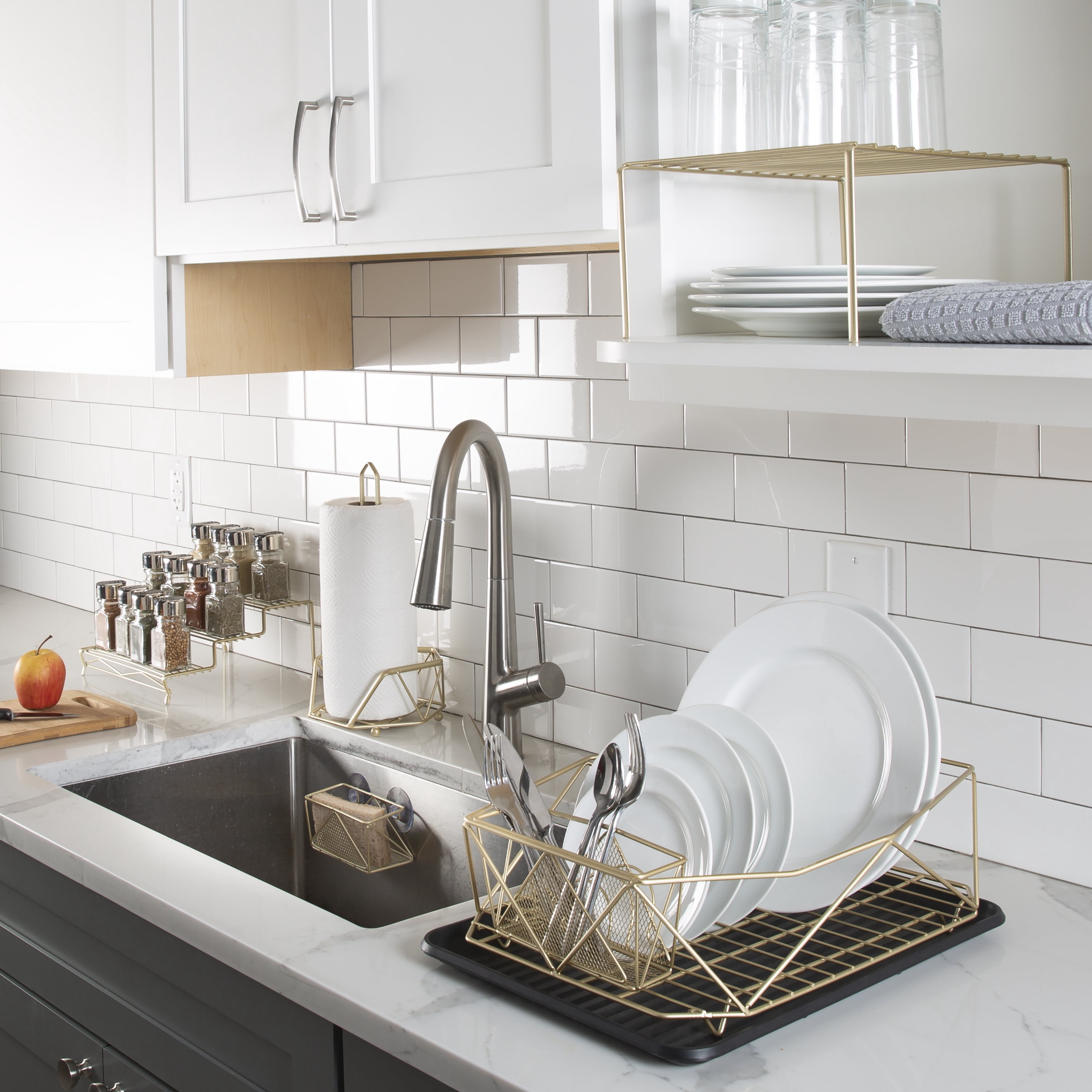 Kitchen Details Geode Sponge Holder in Satin Gold - 5.9"x 2.5"x 2.4"