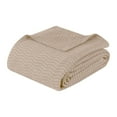 thumbnail image 2 of BNM Modern Cotton Textured Chevron Woven Blanket, King, Khaki, 2 of 14