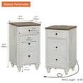 thumbnail image 4 of Set of 2 Nightstands with Charging Station, End Table featuring Power Outlets & USB Ports, Modern Side Table having Drawer and Storage Cabinet for Bedroom, Rustic White, 4 of 7