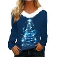 thumbnail image 2 of Elvqul Shirts for Women Blue Christmas Tops Cute Holiday Womens Shirts Long Sleeve, 2 of 4