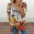 thumbnail image 2 of Las Vegas Casino Gambler Womens Summer V Neck Zipper Top Short Sleeve T Shirt Off Shoulder Top Casual Classy Loose Shirts, 2 of 7