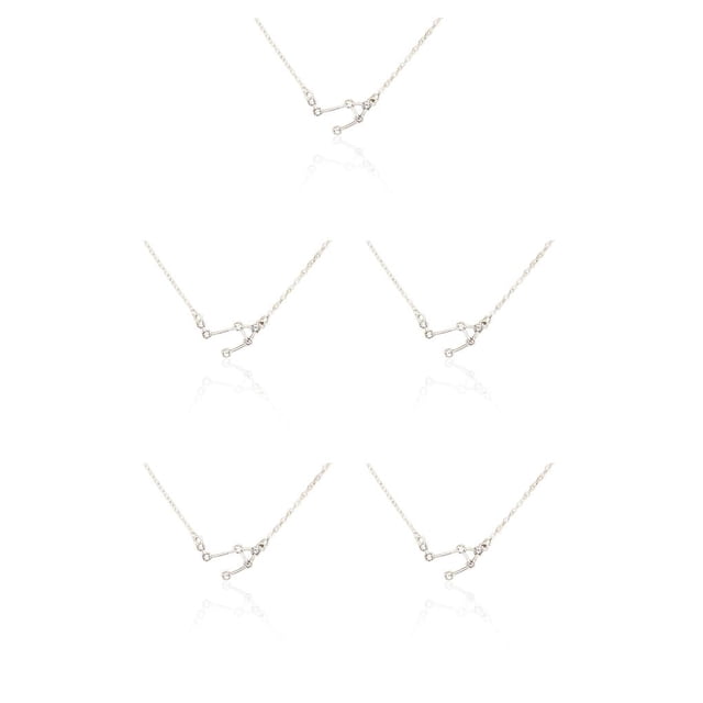 Minnieouse Ins doce signos del zodiaco constelaciones tema amistad collar diamantes de imitación DIY único elegante cómodo colgante Libra plata Libra Plata 5piezas Minnieouse CBP222191