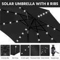 thumbnail image 2 of Yaheetech 9FT Outdoor LED Patio Umbrella with 8 Ribs Tilt and Crank, Black, 2 of 7