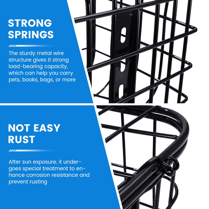 Iron Wire Basket Bike Front Basket Organizing Storage Basket Holder Front Handlebar Riding Bike Storage Bike Accessory