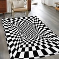 thumbnail image 3 of Abstract Plaid Washable Area Rug 4 x 6 ft Black White Checkerboard Geometric 3D Pattern Endless, Soft Non Slip Rugs Stain Repellent Indoor Felt Carpet for Living Dining Room Bedroom Home Office, 3 of 9