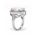 thumbnail image 2 of PalmBeach Jewelry 13.57 TCW Oval-Cut Aurora Borealis Cubic Zirconia Pink CZ Accent Silvertone Ring, 2 of 5