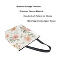thumbnail image 3 of Open Top Canvas Tote Bag with Zipper Reusable Shopping Bag 13.5x15" Roomy Carryall Watercolor Rose Floral Pattern, 3 of 9