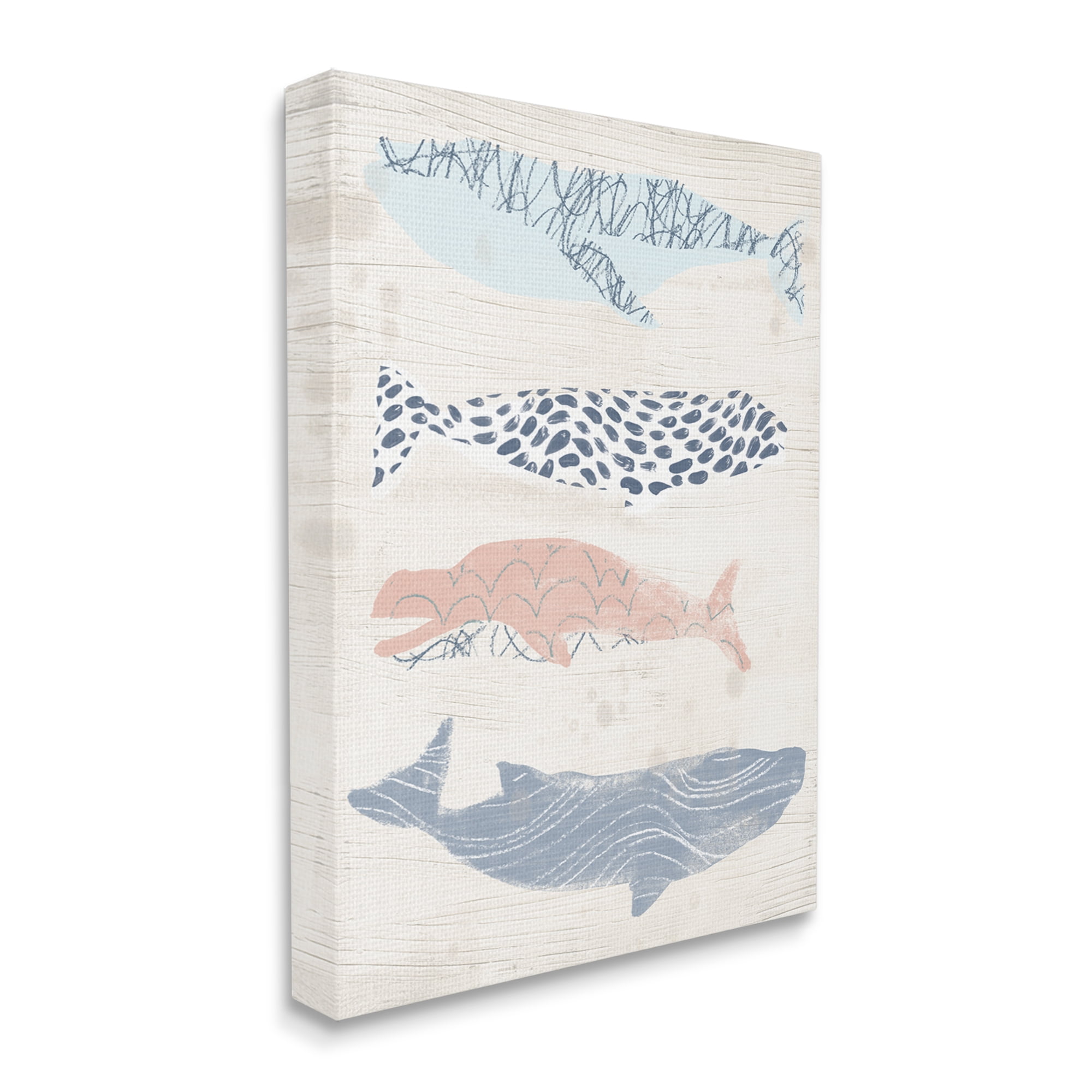 Stupell Industries Rustic Patterned Whales Animals & Insects Painting Gallery Wrapped Canvas Art Print Wall Art, 30 x 40