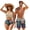 Blue Pink Hibiscus Stripe, variant on Purple Rose Skull Halter Bikini Sets for Women Trendy Removable Pad Swimsuit with Drawstring,Mens Beach Shorts,Couples Matching Swimsuits for Date/Wedding-M