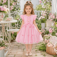 thumbnail image 3 of IPIO Girls Pink Butterfly Tulle Dress, Flutter Sleeve Bow Princess Party Dress for Birthday Wedding, 3 of 7