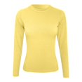 thumbnail image 3 of DuoJiaJ Womens Long Sleeve Stretch Crewneck Ribbed T Shirt Fitted Casual Basic Tops Linen Tops for Women Yellow S, 3 of 3