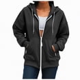 thumbnail image 5 of Towmus Drawstring Zip Up Hoodies for Women Fall Cute Jacket Oversized Casual Long Sleeve Sweatshirts Fall Spring Track Jackets with Pockets, 5 of 5