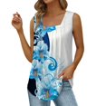 thumbnail image 1 of Playeras,Blusas y Tops,Ropa para Mujer Las mujeres camisetas sin mangas Chaleco de verano Suelto plisado Cuello cuadrado Top sin mangas Dobladillo curvo Suelto Top de mujer de tamaño (Blue, S), 1 of 5