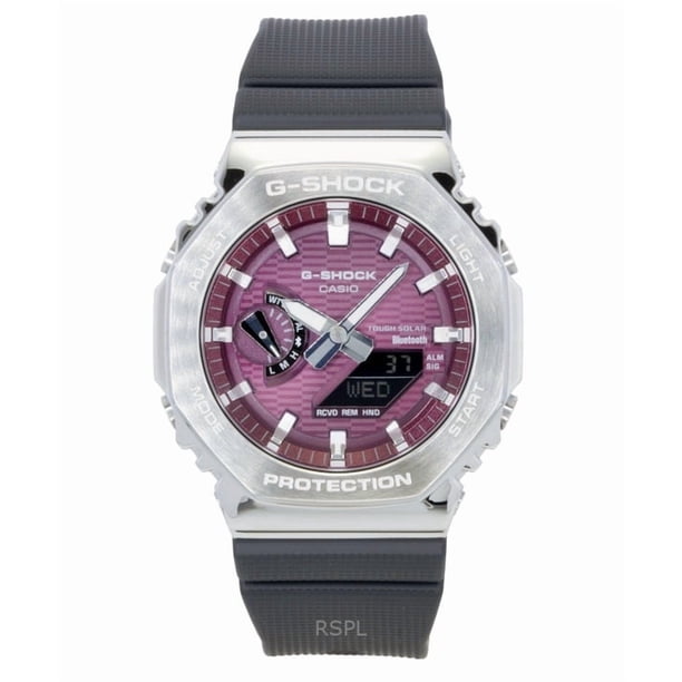 Casio Reloj G-Shock G-Steel para Hombre, con Correa de Resina de Base Biológica, Enlace para Smartphone, Analógico, Digital, Esfera Rosa, Solar, GBM-2100A-4B, 200 M