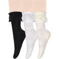 thumbnail image 5 of CHUNTIAN Sox Womens Ruffle Socks Cute Fancy Crew Socks Frilly Dress Socks Girls Lettuce Trim Turn-Cuff High Ankle Socks, 5 of 8