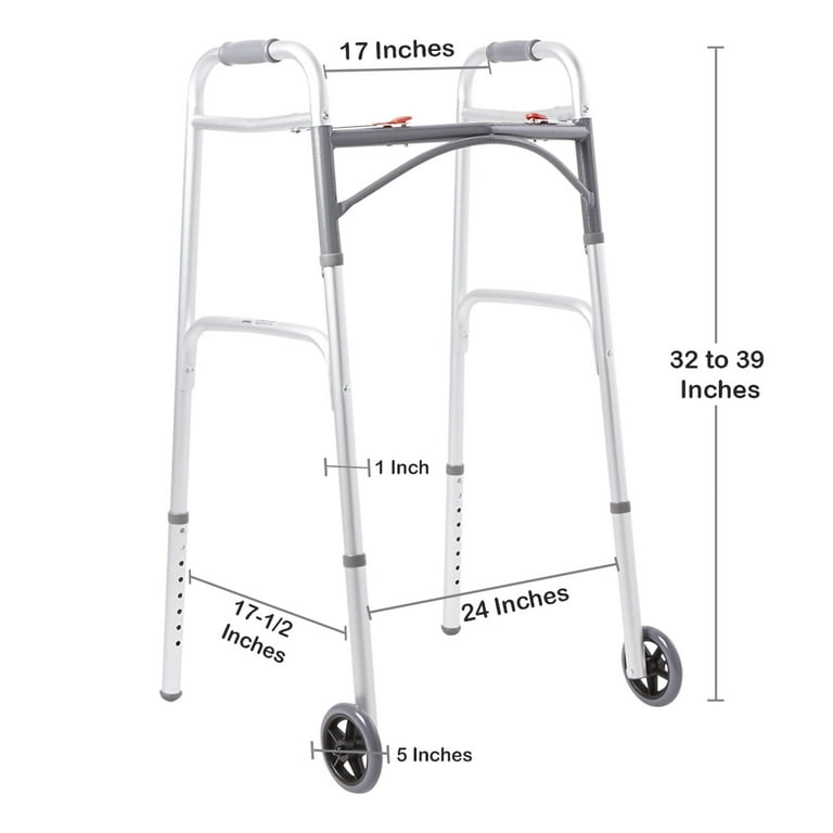 お値下げWILLAＲDSOＮ７８✕９４位のサイズ McKesson Folding Walker with Wheels - Adjustable Height, 350