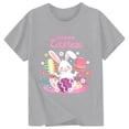 thumbnail image 4 of MUXiin Easter Shirts for Toddler Girls Bunny Eggs Short Sleeve Tee for Toddler Soft Happy Easter Blouse Tops T Shirts for Boys and Girls (Grey,4-5 Years), 4 of 4