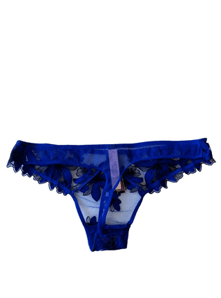 Victoria's Secret Bombshell Shine Strap Very Sexy Lace Thong Panty Color  Nigh Ocean/Blue Small New