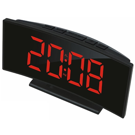 Multifunctional Digital Alarm Clock With Large Curved LED Display Auto Dimming Function And USB Power Supply