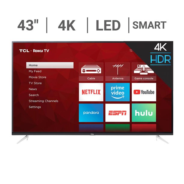 Tcl 43 4k Smart Roku Led Tv With 5 Year Warranty Uhd Hdr 43s423 Walmart Com Walmart Com