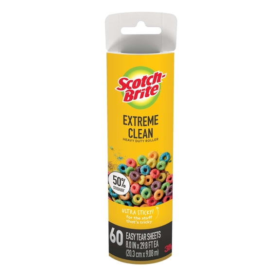 Scotch-Brite Extreme Clean Large Surface Lint Roller Refill, 60 Sheets