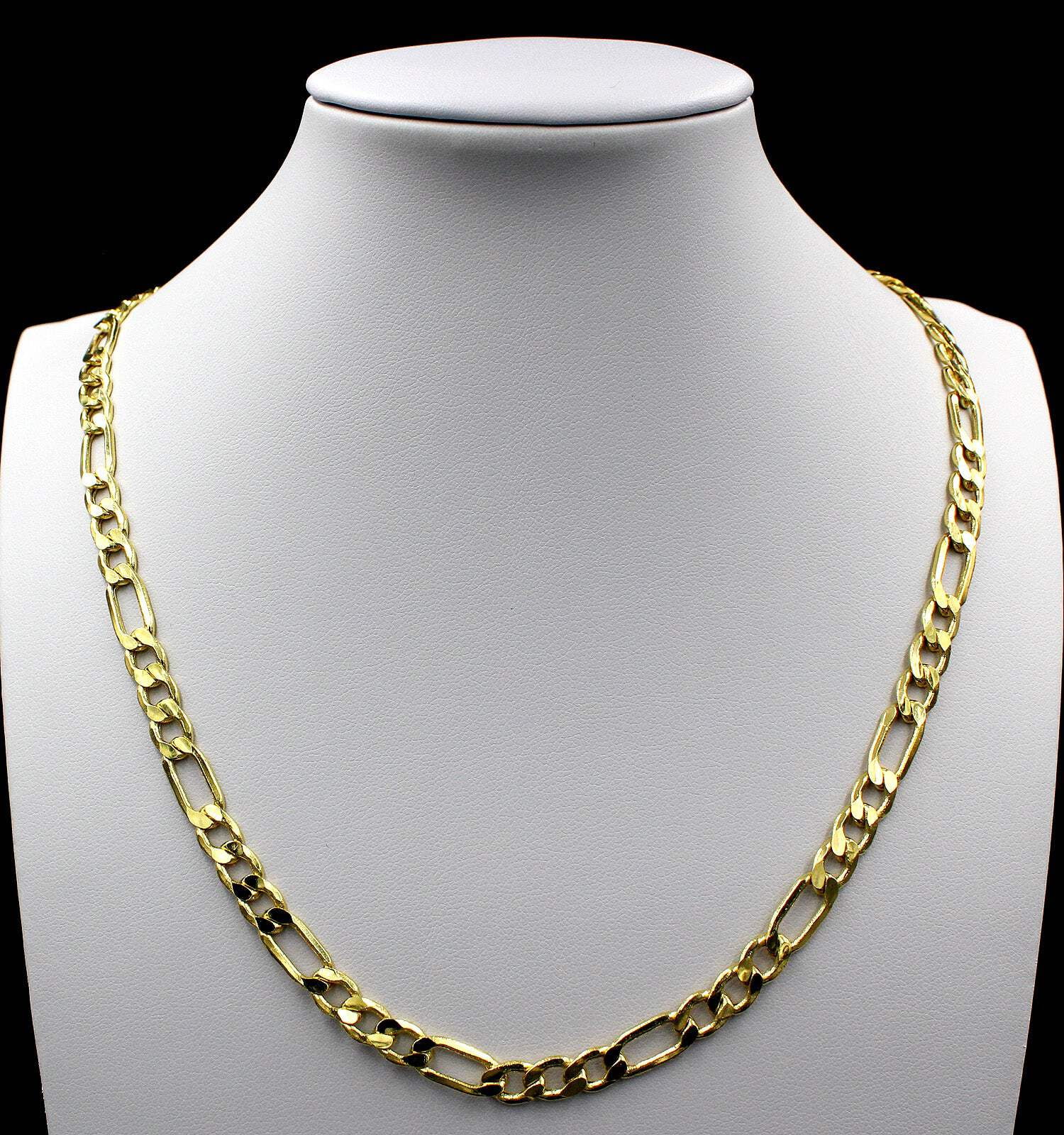 10K Yellow Gold Men's Figaro Link Chain Necklace |5.5MM  24"