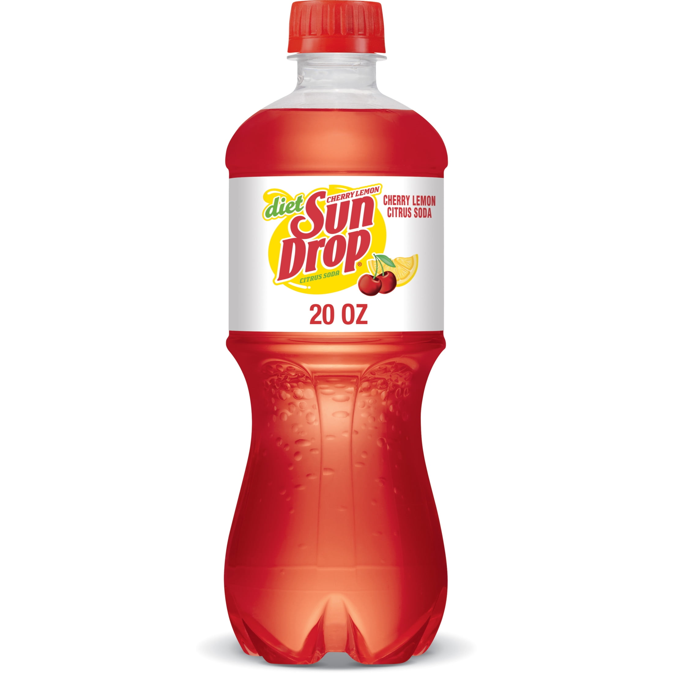 (5 pack) Diet Sun Drop Cherry Lemon Citrus Soda Pop, 20 fl oz, Bottle