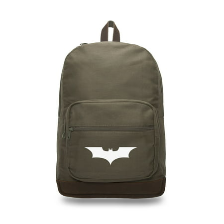 The Dark Knight Batman Logo Canvas & Leather Laptop Backpack School Bag
