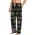 thumbnail image 3 of Kdxio Mardi Gras Fleur de Lis Print Men's Sleep Pajama Pant Lounge Pants with Pockets, 3 of 8