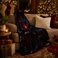 thumbnail image 3 of Glowing Crimson Center Within A Black Rose, Cozy Flannel Blanket with Dark Fantasy Floral Print, Housewarming Gift for Dark Floral Enthusiasts, Home Decor for Bedroom and Living Room, 3 of 7