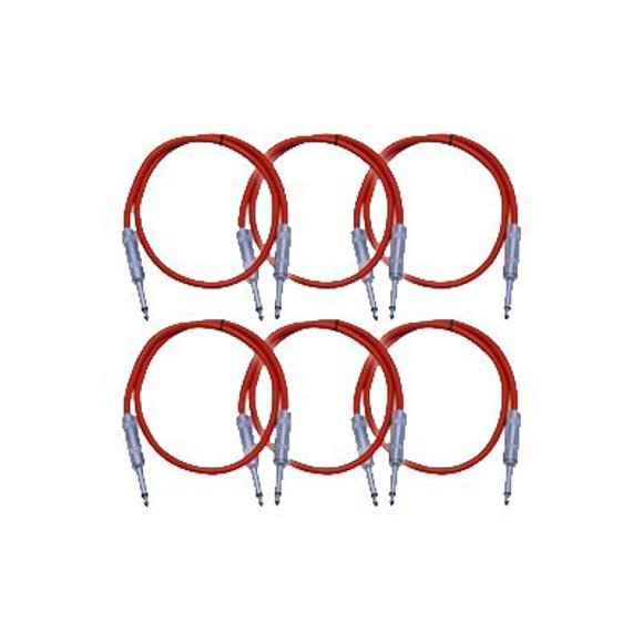 Seismic Audio SASTSX-3 - Audio cable - mono jack male to mono jack male - 3 ft - shielded - red (pack of 6)