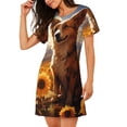 thumbnail image 2 of Picia Vintage Cute Corgi Sunflower Pattern Women’s Nightdress – Casual Short-sleeved Loose-Fit Sleepwear, Soft Cotton Short-Sleeve Sleep Shirt for Relaxation & Comfort, 2 of 6