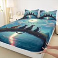 thumbnail image 4 of jejeloiu Four Cats Sakura Butterfly Full Size Sheets Kids,Japanese Style Scenery Art Bed Sheets For Women,4 Pieces, 4 of 6