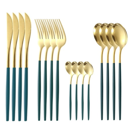 

Matte Gold Silverware Set With Steak Knives Stainless Steel Gold Flatware Set 16 Pcs Set Cutlery Utensils Set Service For 4 Spoons And Forks Set