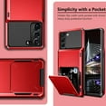 thumbnail image 6 of ELEHOLD Rugged Case for Samsung Galaxy A36 5G Flip Open Back Wallet Hidden Card Slot Rugged Shockproof Hybrid Hard PC Shell Anti-Scratch Case for Samsung Galaxy A36 5G,Red, 6 of 6