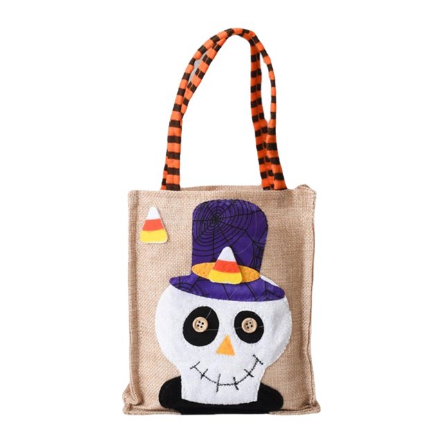Bolsa de mano para truco o trato, suministros para fiestas, multiusos, con asa para Halloween Cráneo