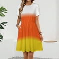 thumbnail image 2 of CANDY CORN Colors Ombre Short Sleeve Dress Women Summer Evening Dresses Ladies Sundress, 2 of 7