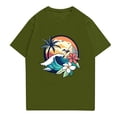 thumbnail image 3 of NAMTYQX Mens Graphic T-Shirts Casual Elastic Patterns Short Sleeved Cozy Relaxed Fit Crew Neck Lounge Plus Size Light Mens T Shirts Green Size XL, 3 of 5