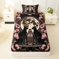 thumbnail image 2 of Homewish Vintage Black Cats Twin Sheets,Retro Moon Floral Bedding,3-Piece,1 Fitted Sheet and 1 Pillowcase, 2 of 5