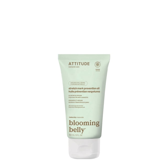 ATTITUDE blooming belly, Stretch Mark Prevention Oil, Almond & Argan, 150 mL