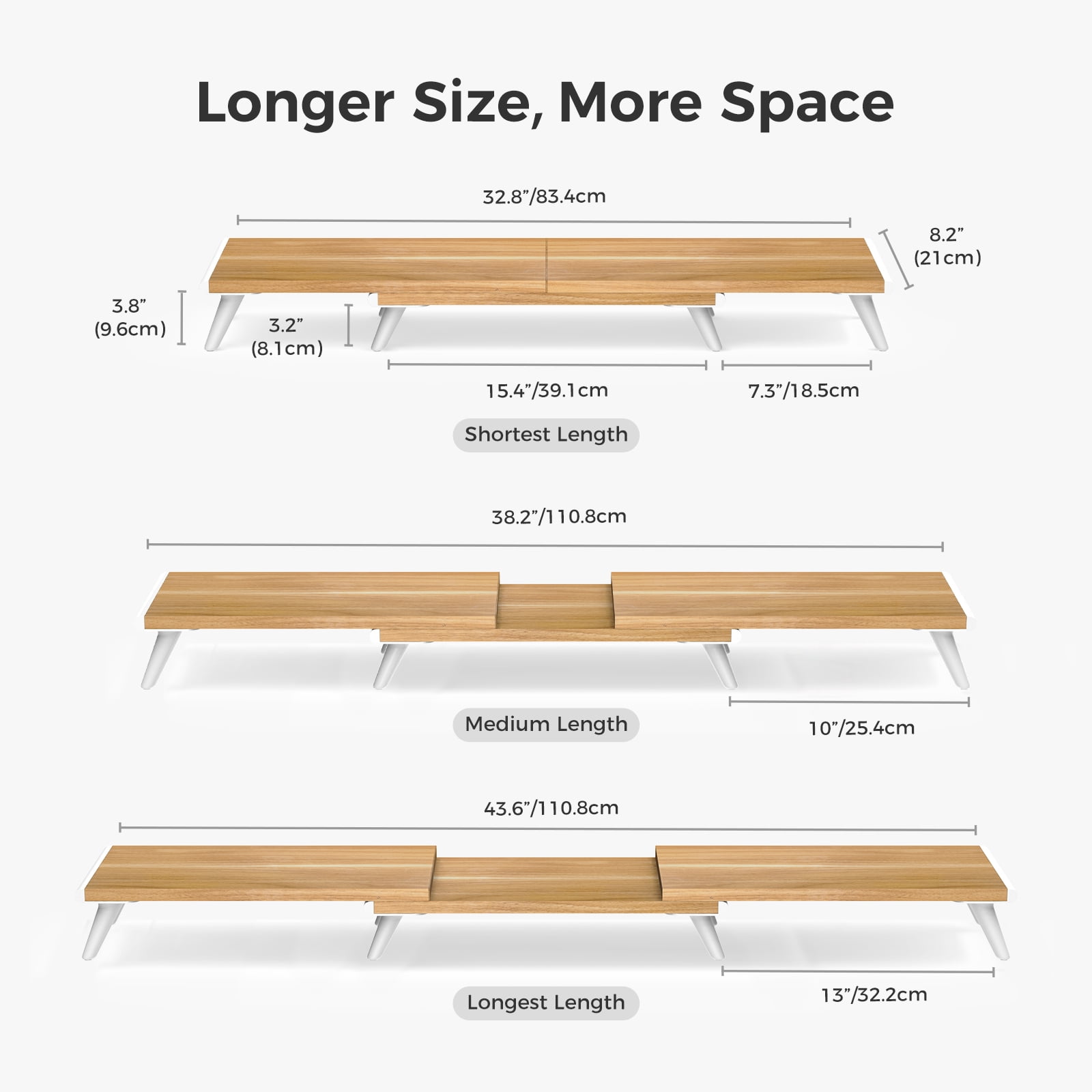 LOUKIN Dual Monitor Stand Riser for Desk, 17.32"*9.84" Large Computer Stand for 2 Monitors With Length&Angle Adjustable