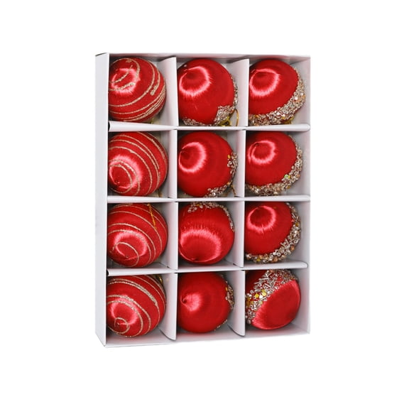 Kezqiaxn christmas tree ornaments, 12Pcs satin Christmas balls Decorations Pearl balls Christmas Ornaments hanging Ball ornaments Plastic Electroplated Xmas Tree Decorations Red