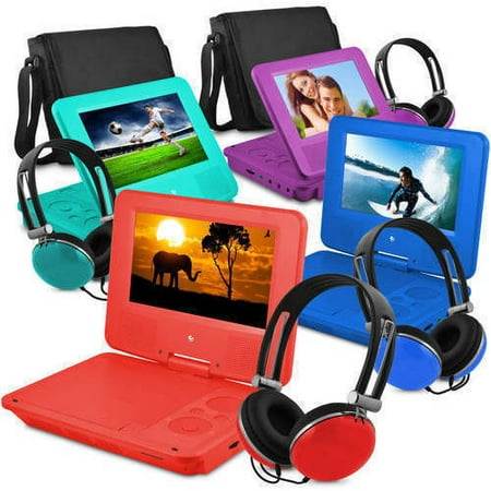 Ematic 7″ Portable DVD Player with Color Headphones and Carrying Case Bundle Ematic 7″ Portable DVD Player with Color Headphones and Carrying Case Bundle